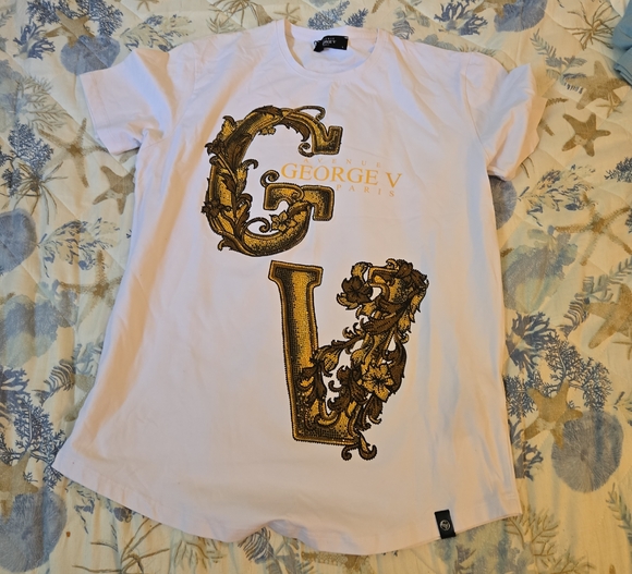 Avenue George V Paris Other - George‎ Mens Tee in White with GoldBeaded Lettering